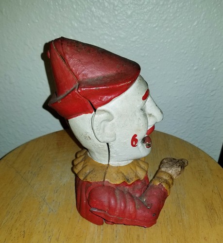 Cast Iron Clown bank Mechanical  vintage clown bank  - 第 9/12 張圖片