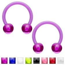 Pair Acrylic Flexible Horseshoe Circular Barbell Ring Septum Tragus Lip Piercing