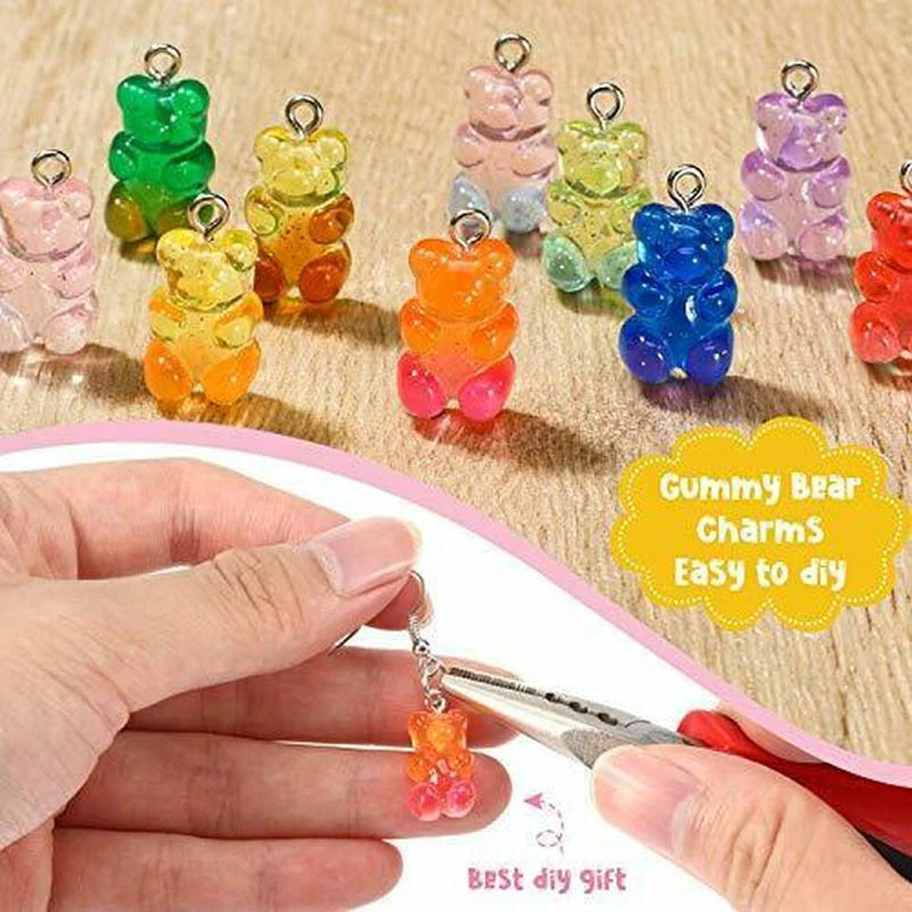 20Pcs Resin Gummy Bear Charms Flatback Necklace Keychain Pendant DIY Making