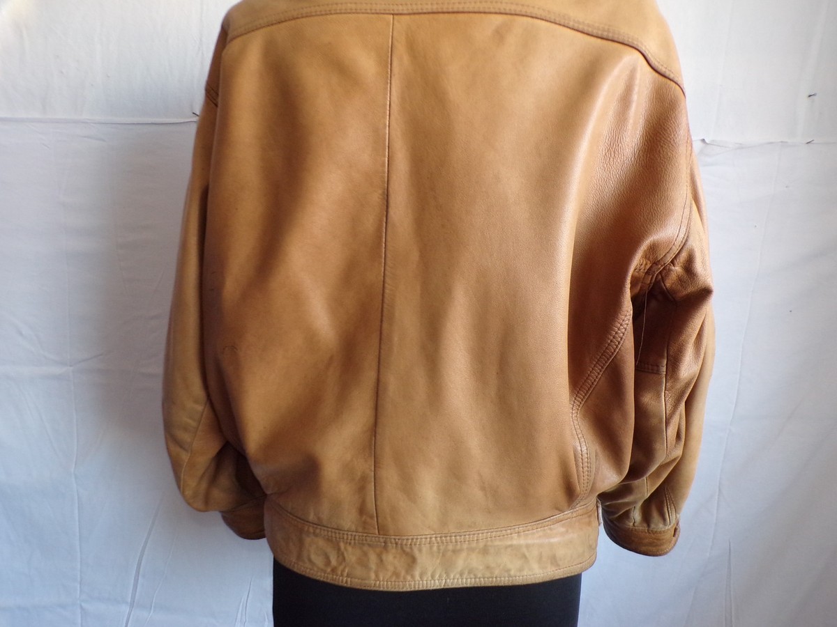 Veste En Cuir Vintage PELLISSIMO Pour Homme - Taille L, Marron, Style Moto, Très Bon état