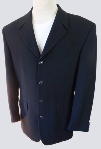 Thierry Mugler Black coat 50 FRANCE new wool fitted 38 40 V-cut runway vintage - 第 1/10 張圖片