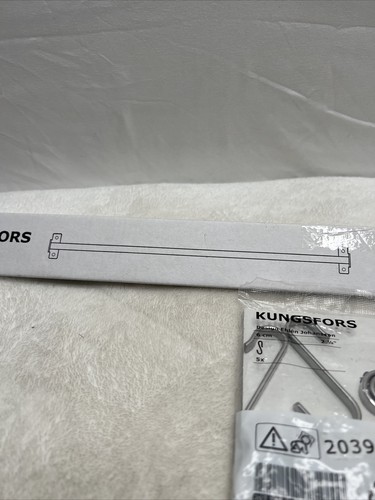 Ikea KUNGSFORS Kitchen Bath Rail Rod, Stainless Steel 22" + 5 Hooks SET - Picture 4 of 5