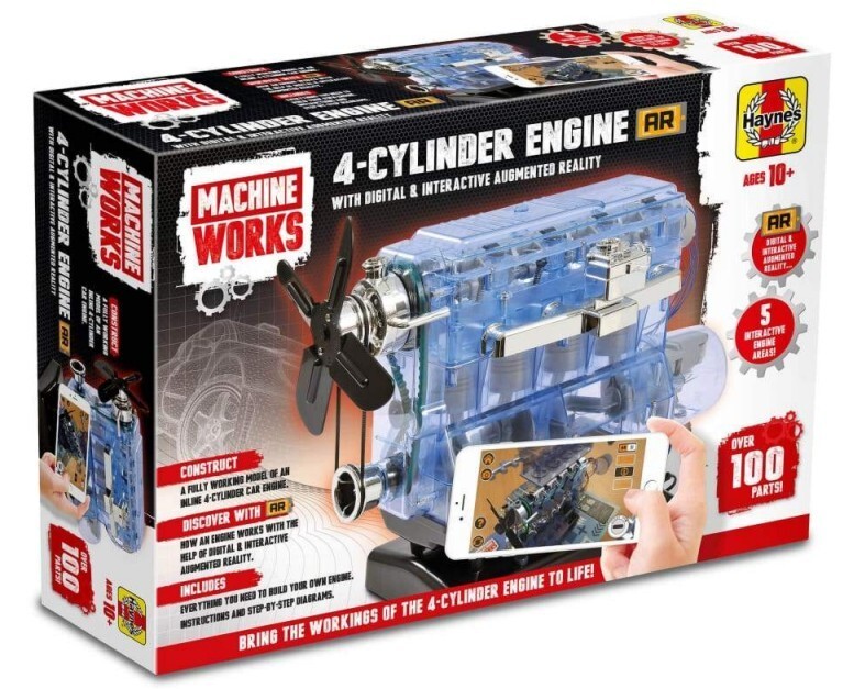 Haynes Visible Working 4-Cylinder Engine Kit with Electric Motor and Realistic Sound