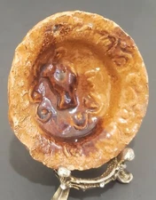 Brown Ceramic Open Salt Cellar Geometric Design 1.8 X 6 cm