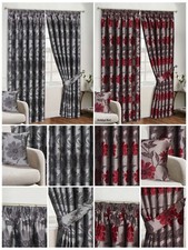 Fully Lined Pencil Pleat Curtain Heavy Jacquard Ready-Made Curtain