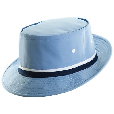 Packable Poplin Bucket Hat Lightweight Pork Pie Sun Hats Blue
