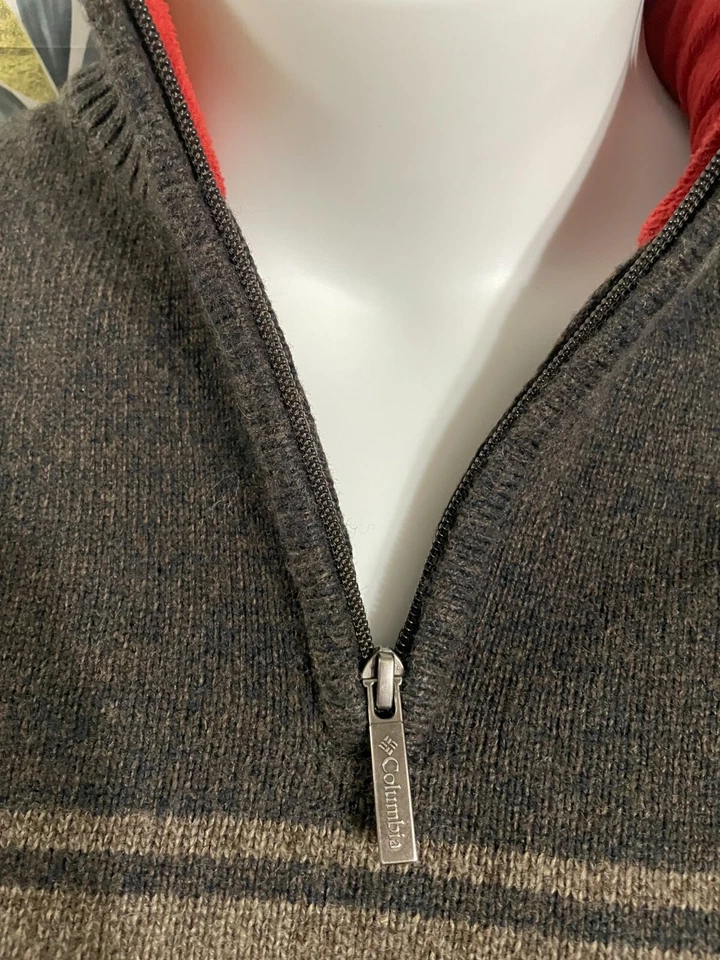 Suéter Columbia Para Hombre XL Gris/Verde Mezcla Lana Pullover Cremallera Foto 2 de 4
