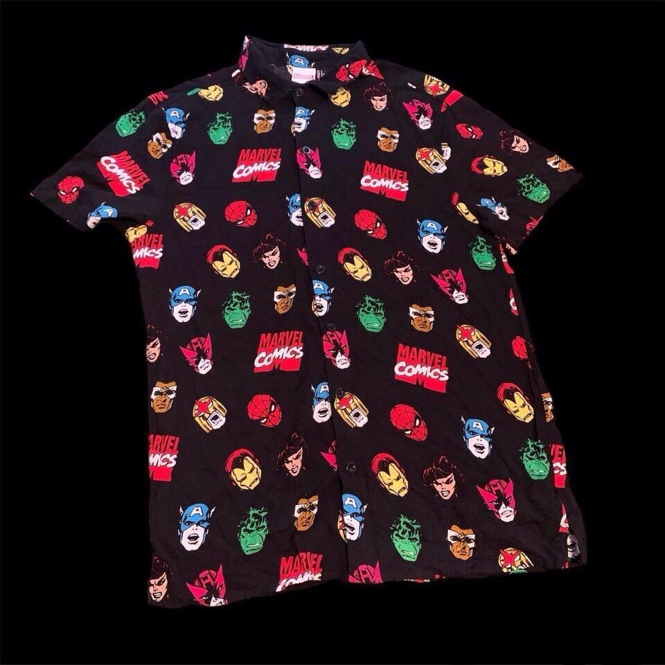 All Over Print Marvel Comics Button Down Shirt - image 1