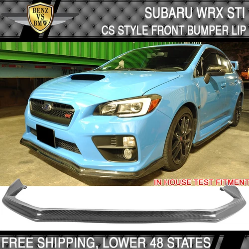 Fits 15-21 Subaru WRX STI Real Carbon Fiber CS Style Front Bumper Lip Spoiler