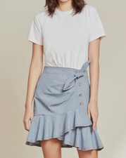 328 Veronica Beard Women's White Chambray Bari Dress Size Medium