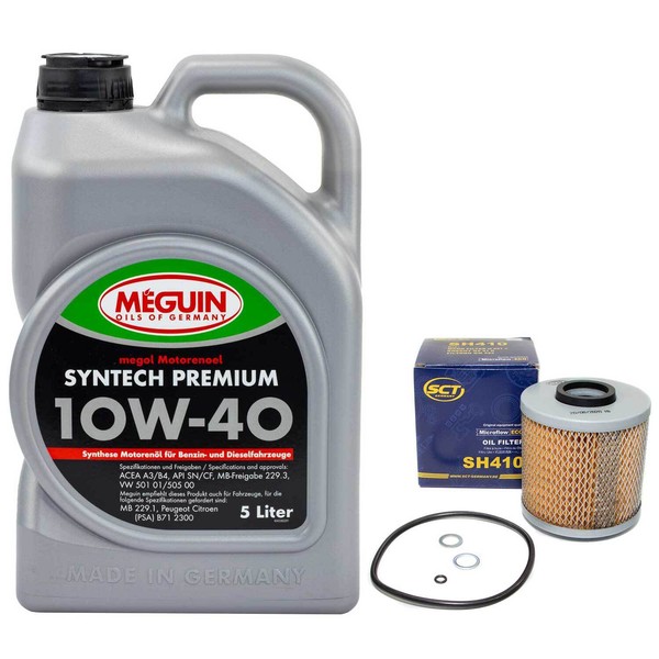 MotoröL Set 10W-40 Meguin 5 Liter + ÖLfilter Sh 410 FüR Bmw 3Er 318Is E36 140 Ps-image