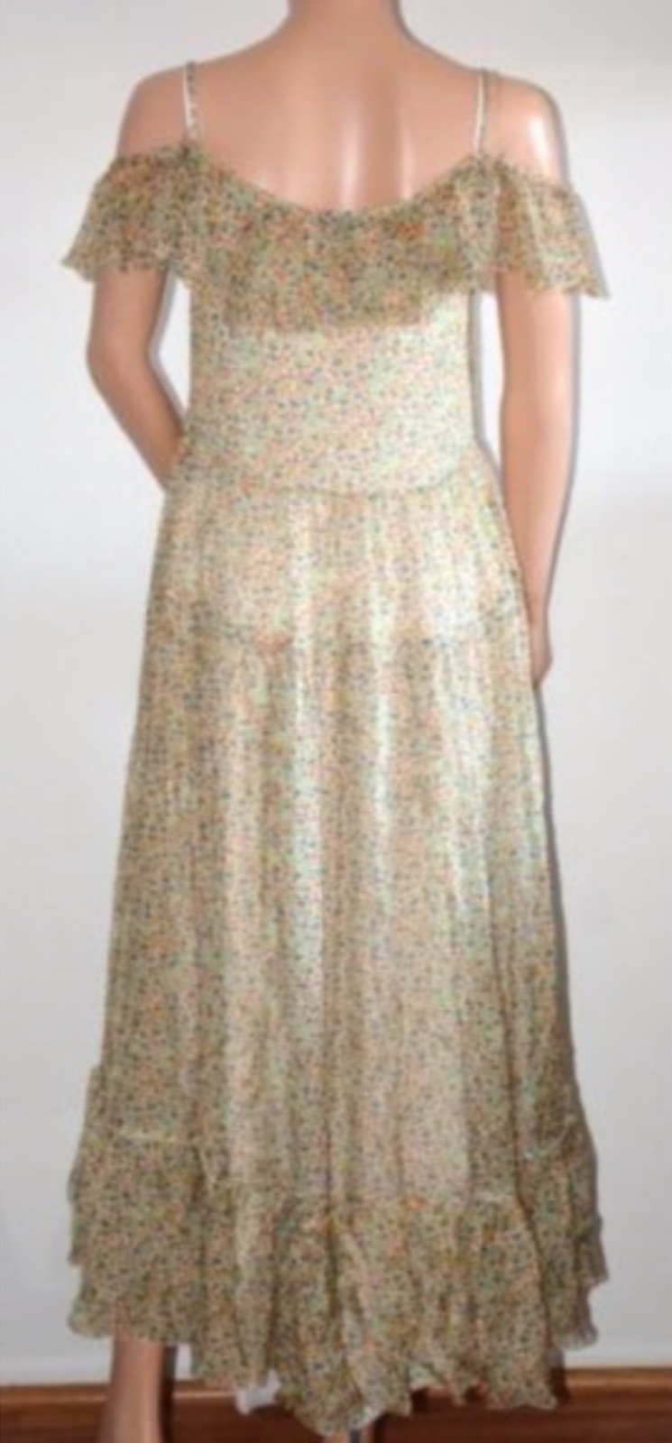 SAINT LAURENT Abito in seta floreale giallo contadino taglia 40 maxi flare estivo