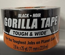 Gorilla Tough and Wide Adhesive Tape 2.8 in x 25 yd Strong Indoor Outdoor, Black