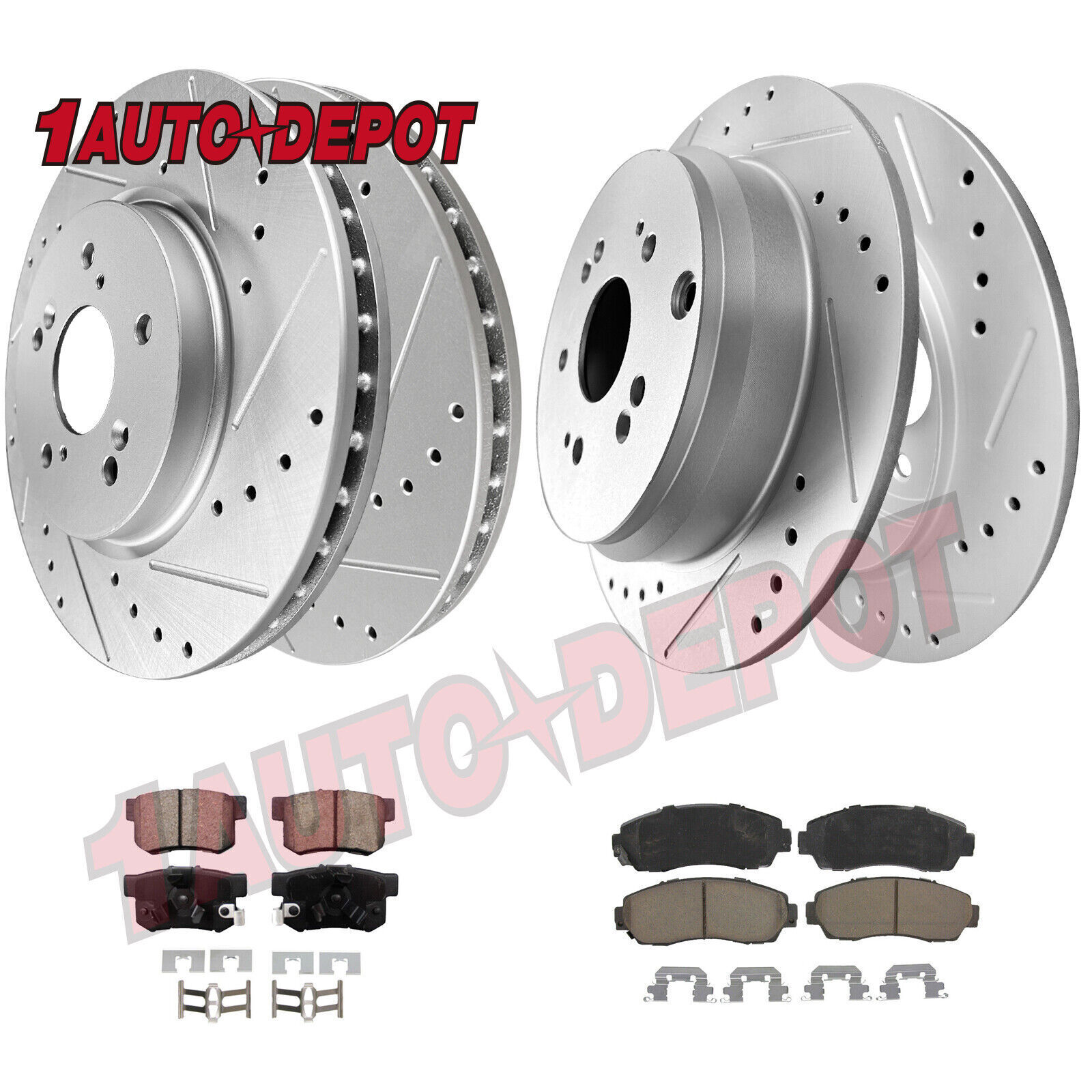 Front Drilled Slotted Brake Rotors + Ceramic Pads for Honda CRV Acura