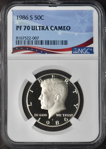 1986-S Kennedy Half Dollar - NGC PF70 Ultra Cameo - Flag Label - ✪COINGIANTS✪