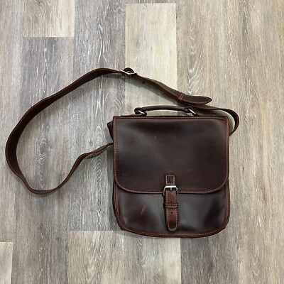 Joseph Hanna New York Chocolate Brown Leather 11'' x 11'' Messenger Cross Body Bag
