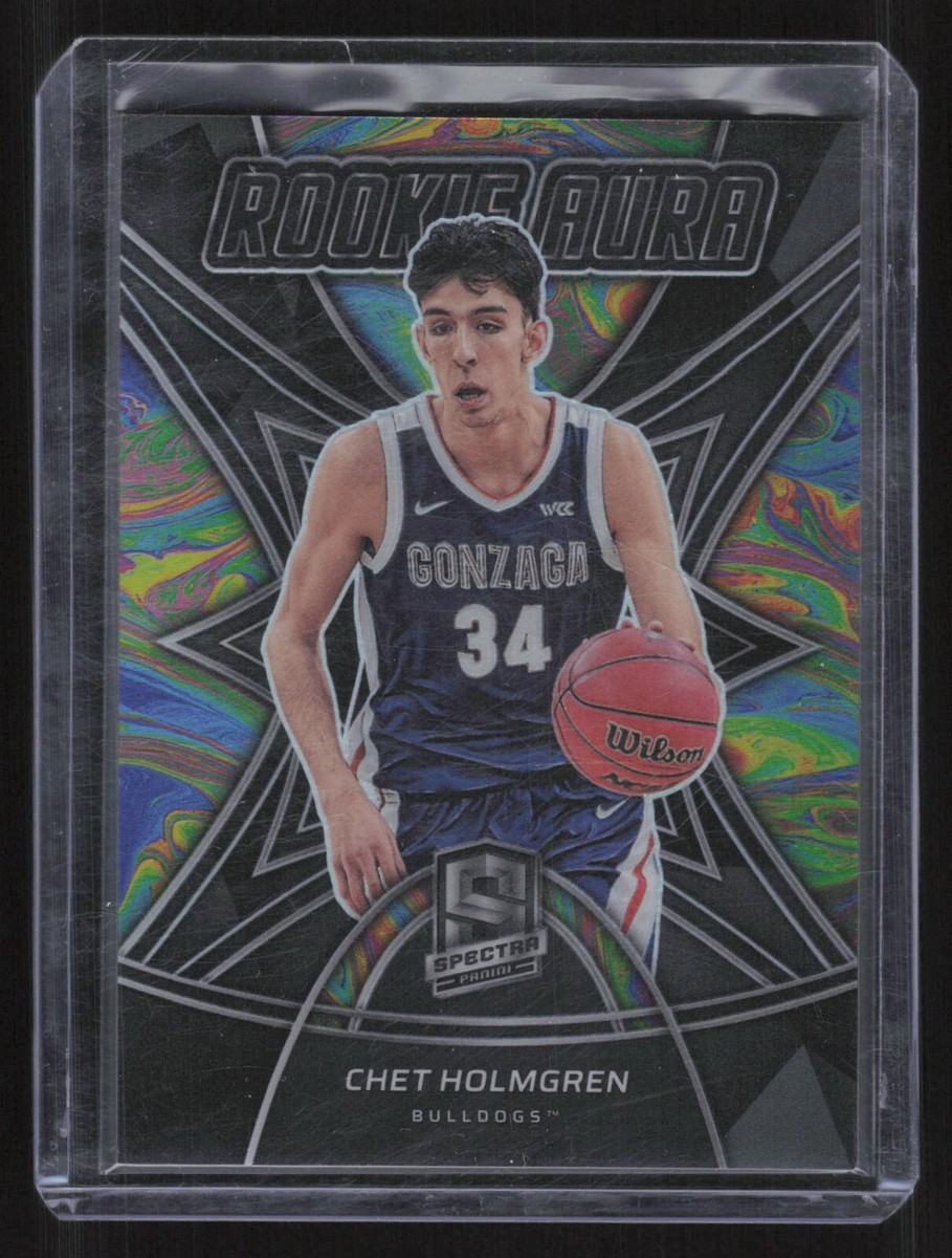 スポーツ選手 Chet Holmgren /25 RC AUTO 2022-23 Chronicles Draft Chet Holmgren Spectra Rookie Aura Silver