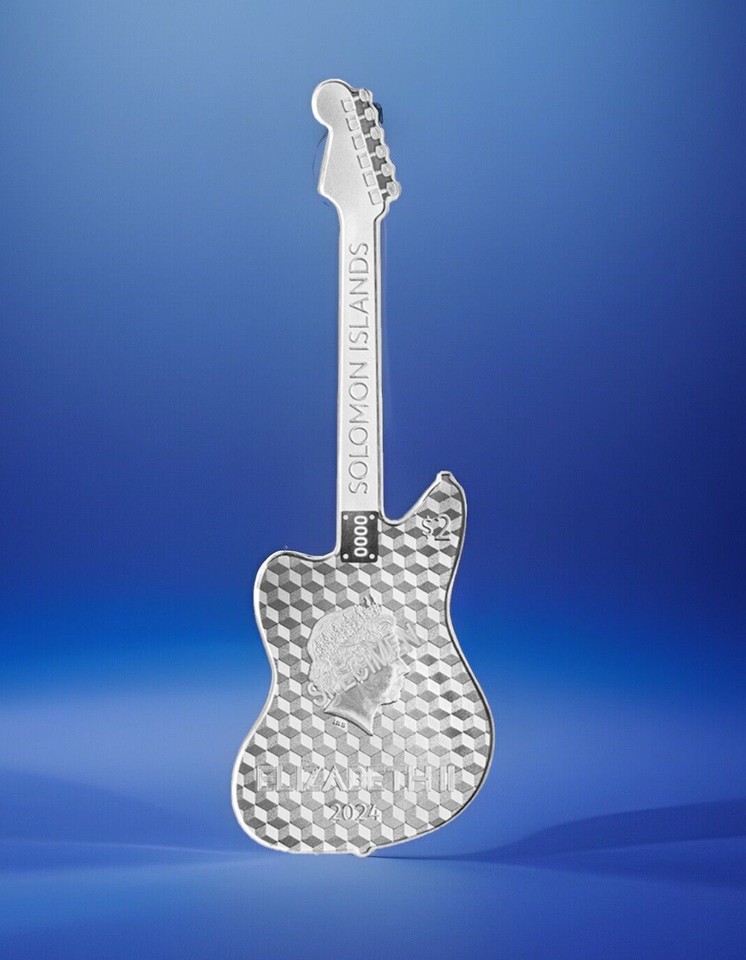 2024 Solomon Islands 2 Fender Jazzmaster Guitar 1 oz FINE SILVER