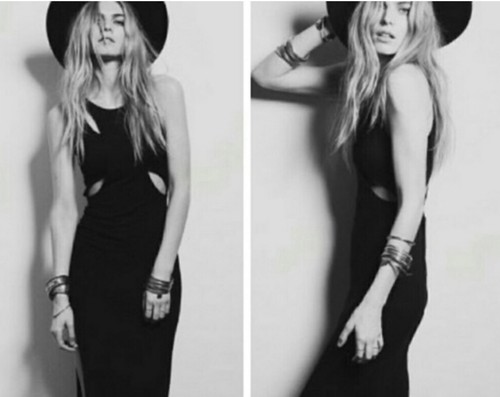 BLESS'ED ARE THE MEEK /Free People HOLEY SMOKE DRESS BLACK MIDI size Small NEW