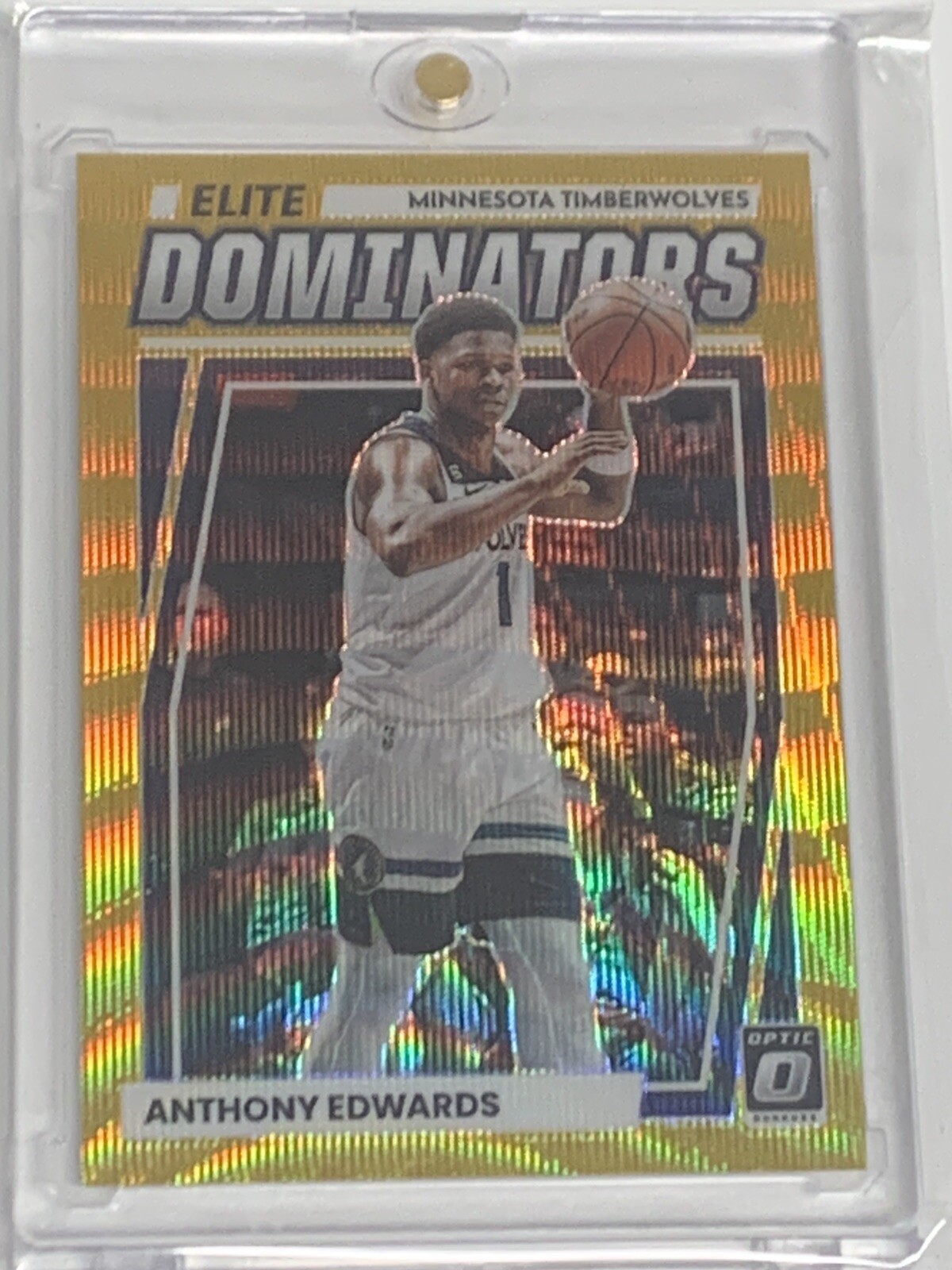 2022-23 Donruss Optic Anthony Edwards Elite Dominators Gold Wave 5/10 Jersey #