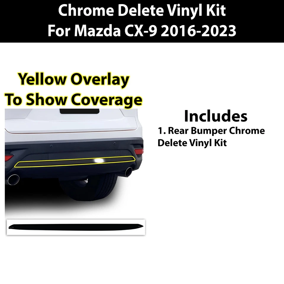 Compatível com Mazda CX-9 2016-2023 para-choque traseiro cromado apagar decalque filme acabamento blackout - Imagem 2 de 4