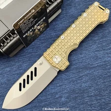 PMP Knives Kodiak Beast M390 Plain Blade Bronze Frag Titanium Handles PMP064