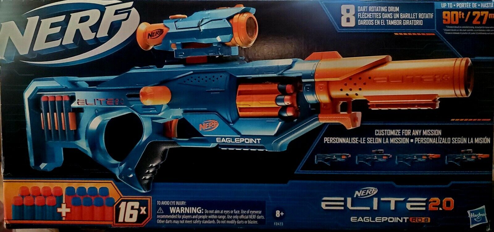 Lanzador Nerf Elite 2.0 - Eaglepoint Rd 8 Hasbro Febo - FEBO