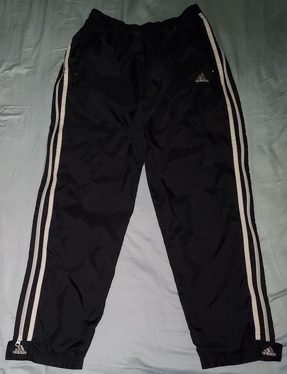 パンツ adidas nylon pants archive y2k black 00's Adidas Black Windpants Nylon Tracksuit Bottom Track Pants