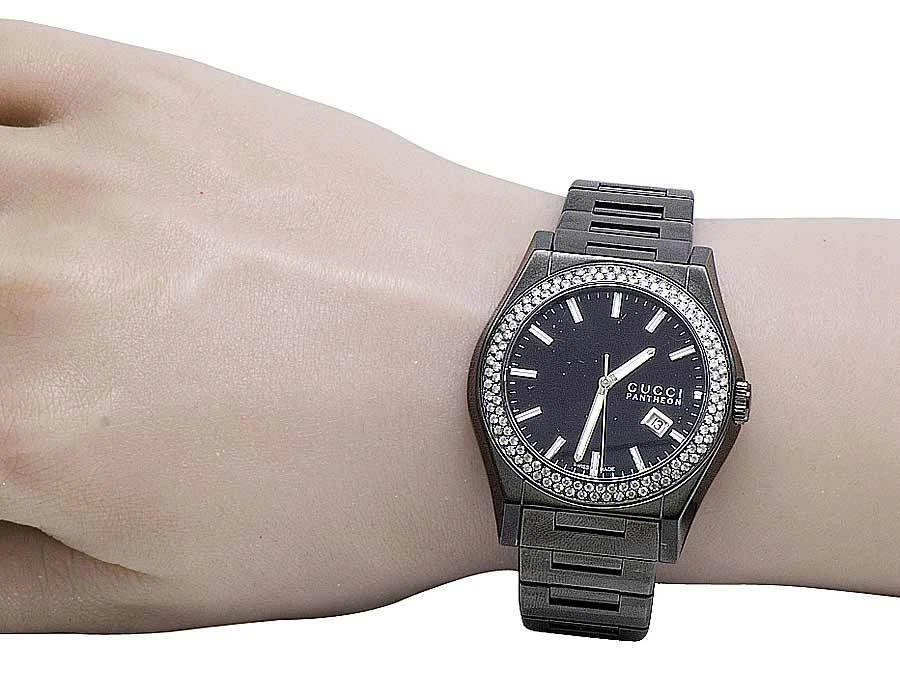Mens Gucci 115 Pantheon Black PVD S.Steel 44MM Diamond Watch YA115244 2.25 Ct