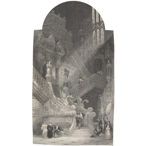 1849 GOTHIC BURGOS Cathedral Spanish Architecture Antique Engraving Victorian - Picture 3 of 3