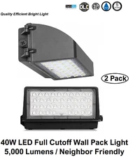LED 40W Full-Cutoff Wall Pack Light 4000K IP65 Dark Sky Friendly 2-PACK 