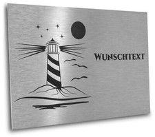 Jung Edelstahl Design® Türschild mit Motiv "Leuchtturm" 120x80mm