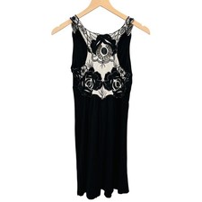 Charlotte Russe Black Mini Dress Floral Lace Embroidered Racerback V-Neck Boho