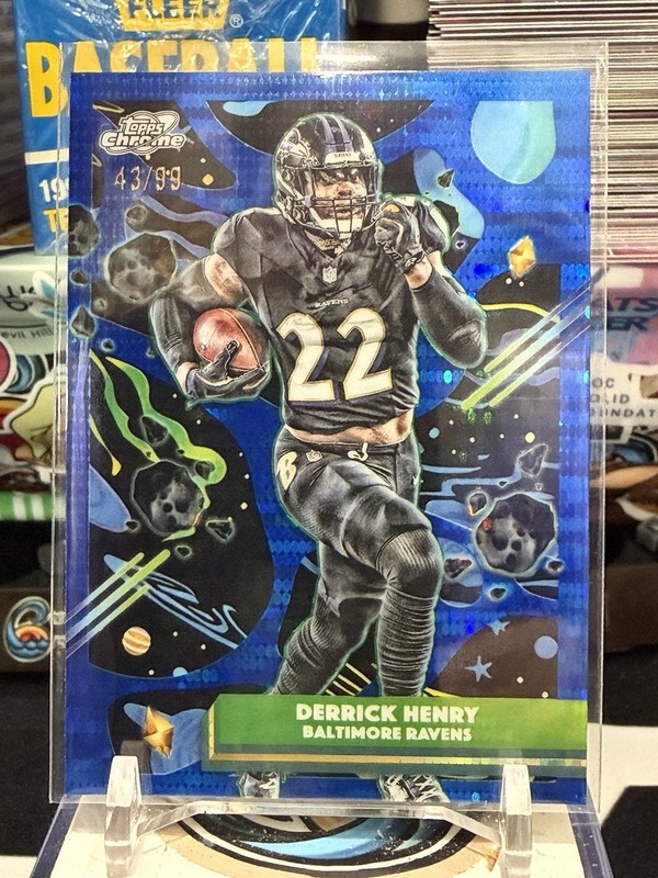 2025 Topps Chrome Cosmic Football Derrick Henry Blue Moon /99 #8 TZ