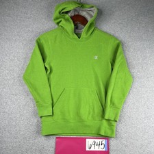 Champion Hoodie Sweatshirt Youth Small Green Embroidered Logo Pocket Pouch