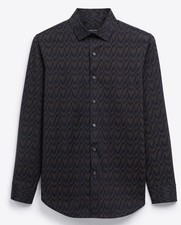 Bugatchi OOOHCotton Tech 8 Way Stretch Camel Abstract Mens Sz XL Button Up