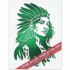 Native American Woman Stencil - Reusable Mylar Template for Wall Wood Canvas