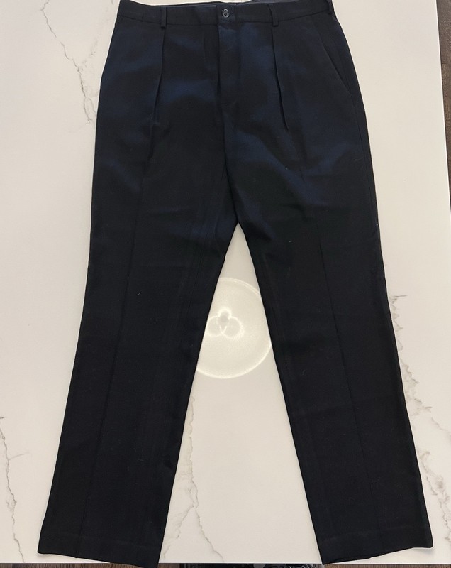 POLO BY RALPH LAUREN DARK NAVY 100% WOOL PLEATED MENS PANTS 36x34