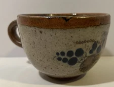 Vintage Tonala Pottery Coffee Cup Mug Blue And Brown Design Mexico
