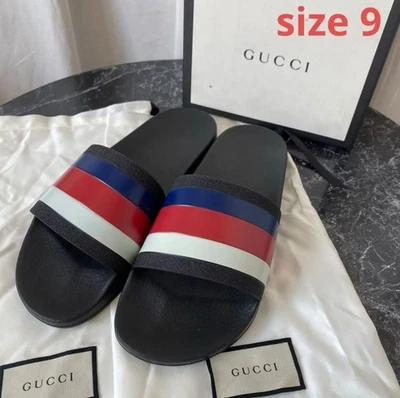 Sandales de douche Gucci Slide EU 43 US 9,5 noir authentique - Photo 1/4