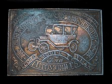 TC15111 VINTAGE 1970s  HENRY FORD DETROIT MODEL T  ADVERTISEMENT BELT BUCKLE