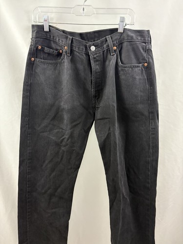 Levis 501 Jeans Herren 36x30 Schwarz Straight Button Fly American Dark Wash Denim - Bild 3 von 7