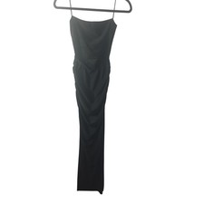Windsor Black Open Back Ruched Maxi Dress Square Neck Spaghetti Strap GLA1038WD