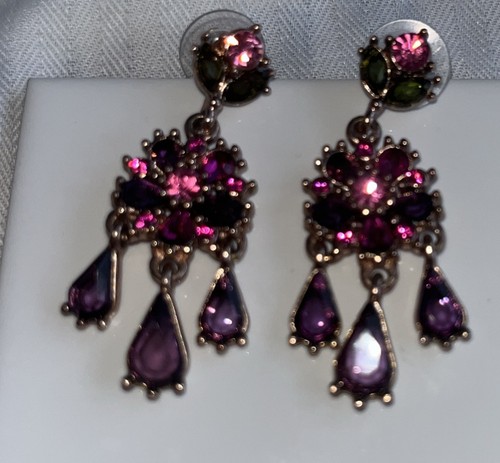 Beautiful Multicolor Rhinestone Earrings~2” - Picture 5 of 9