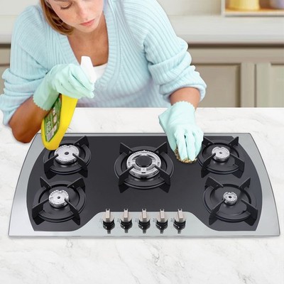 35.4'' Gas Cooktop Stove Top 5 Burners Tempered Glass Built-In LPG/NG Gas Cooker