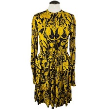 Stine Goya Women's Lenita Dress XS Yellow Floral Print Long Sleeve Tiered Waist