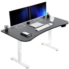 VIVO Black / White Electric Height Adjustable Stand Up Desk Frame with Top