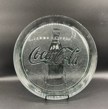 Vintage Coca Cola Logo Clear 13" Round Glass Serving Dish Platter Tray
