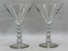 Pair of Martini Glasses by Libbey Glass in Metropolis Clear Art Deco MCM Design