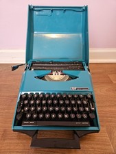Vintage Aqua SMITH CORONA SUPER G  Portable Typewriter w/ Cover thumbnail